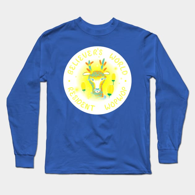 No Texture With Text Pure Bright Colors Version - Believer's World Resident Wopwop 2 Long Sleeve T-Shirt by Believer's World The Other World The Eternal World